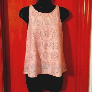 Women's XL Buff Color Polyester Lace Fully Lined Flared Top